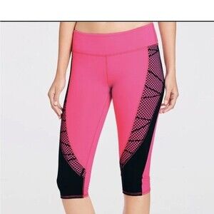 NWT Fabletics Navasse Crop Capri Neon Hot Pink Mesh Panels sz XXL